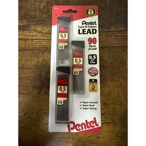 Pentel Super Hi-Polymer Lead 0.5mm HB 90 Pieces 3 Pack Refill 04532 HB #2 Pencil